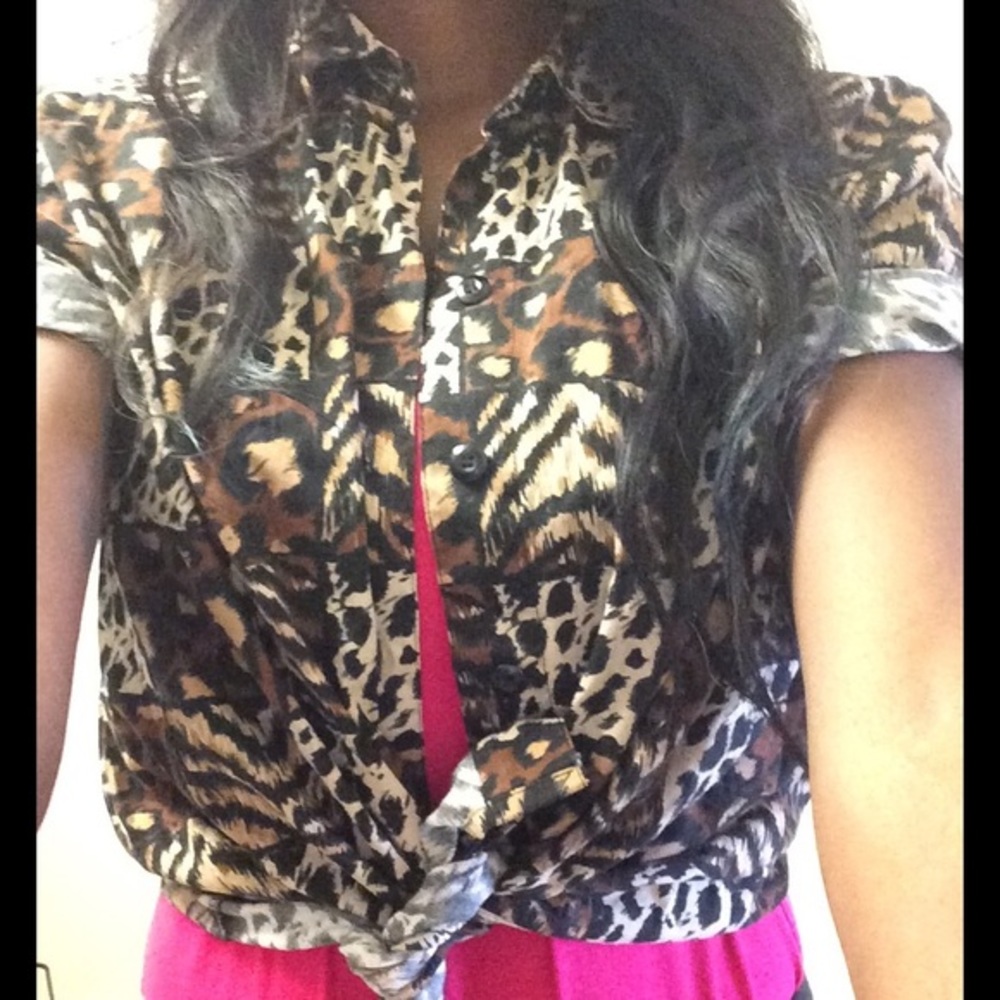 Vintage Retro Leopard Print Short sleeve shirt